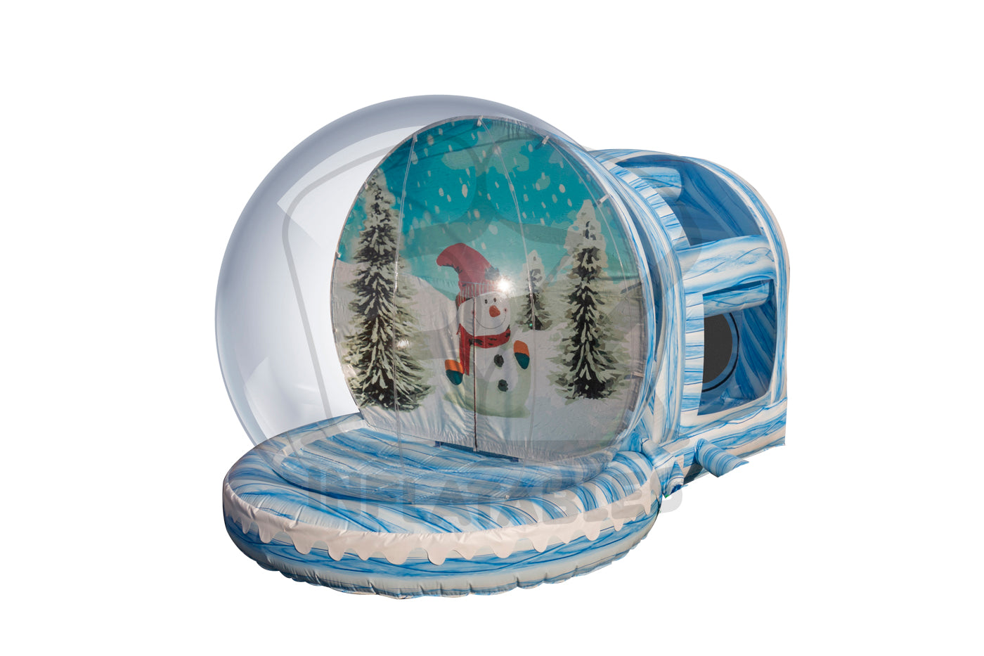 Snow globe inflatable at corporate holiday party